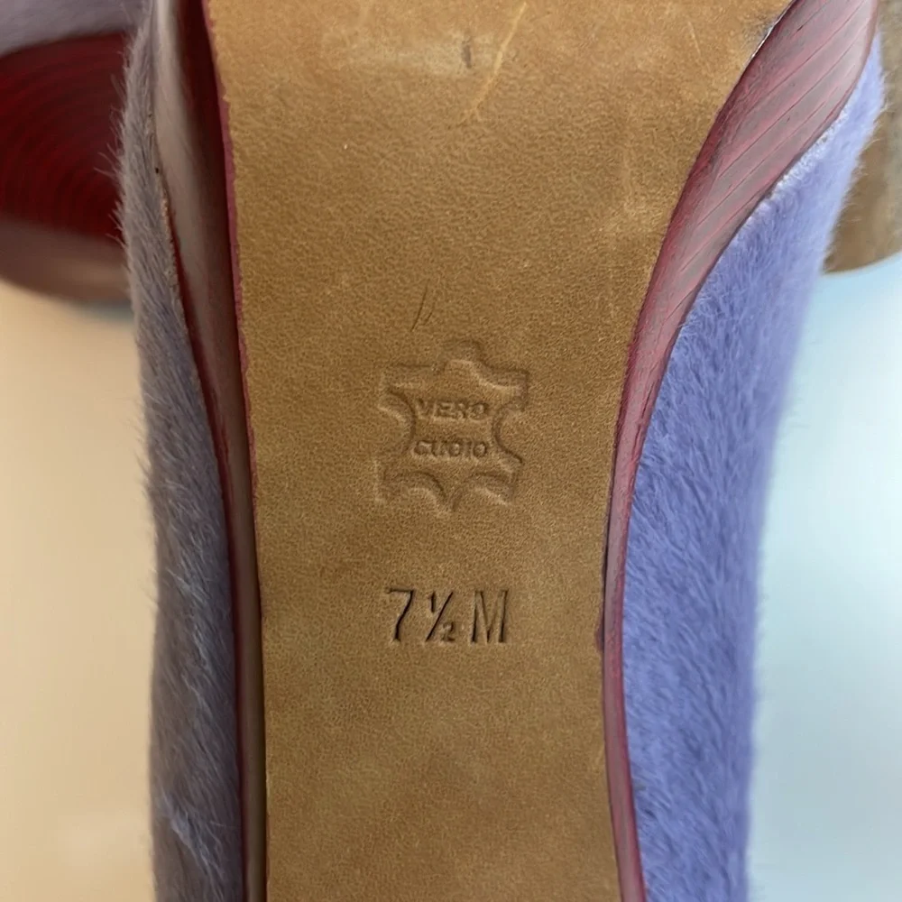 Donald J Pliner purple fuzzy leather platform heels size‎ 7.5M